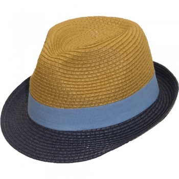 Strohhut Kinder blau beige